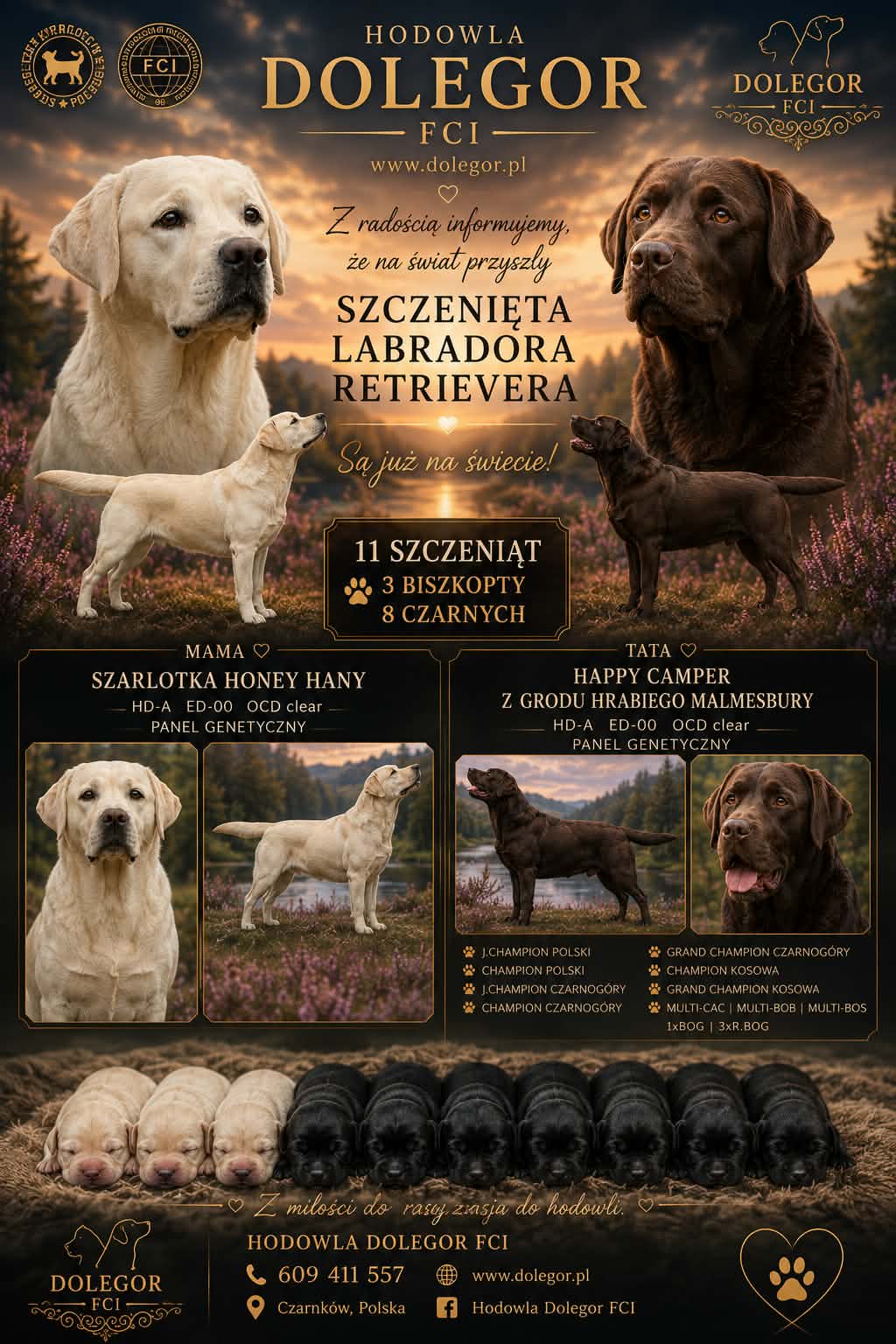 🖤💛 Powitaliśmy na świecie wyjątkowy miot Labrador Retriever! 💛🖤